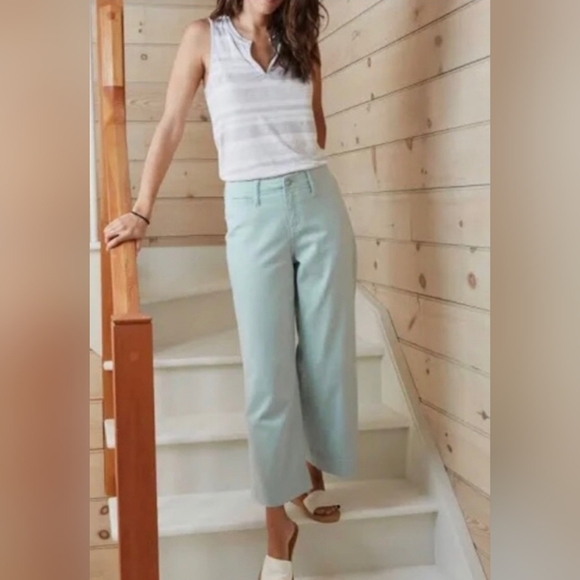 A NEW DAY Wide-Leg Crop High Rise Pants Aqua Size 4 - Picture 1 of 5